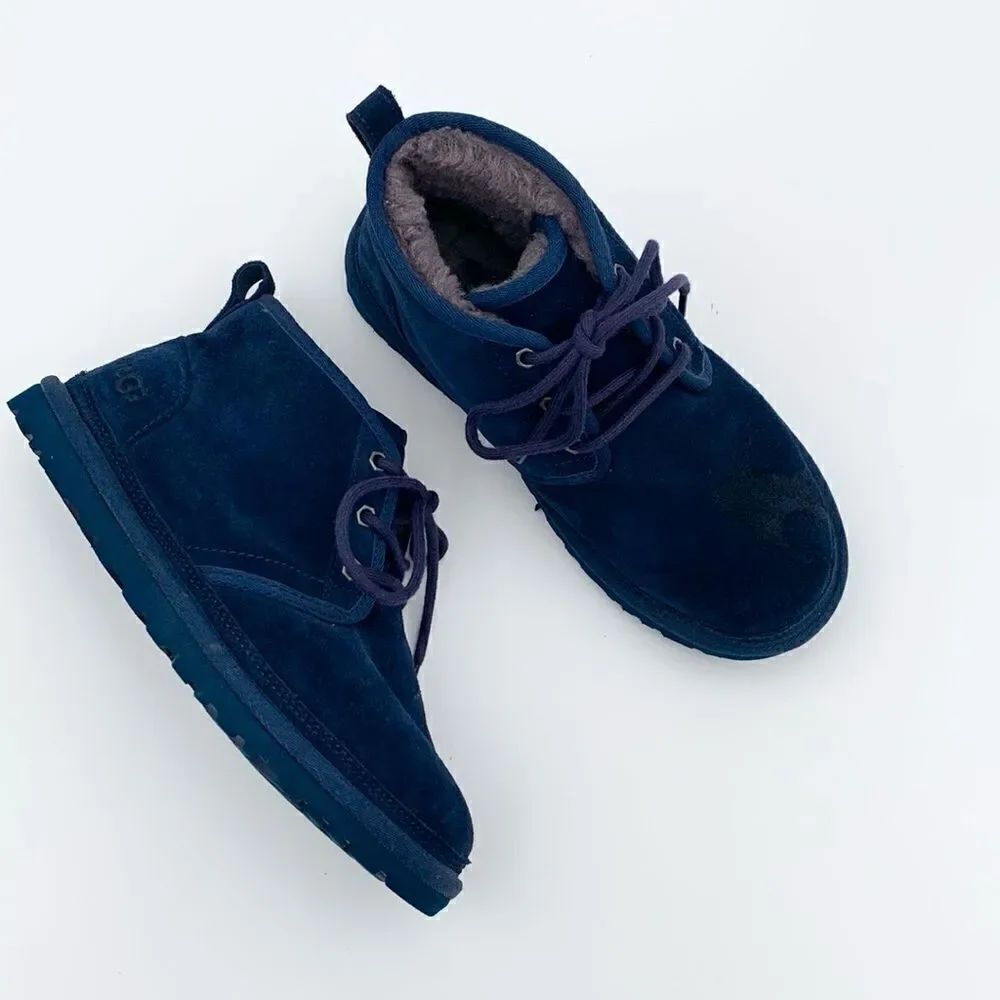 UGG Neumel dark blue suede leather shearling wool lined lace up men’s 7